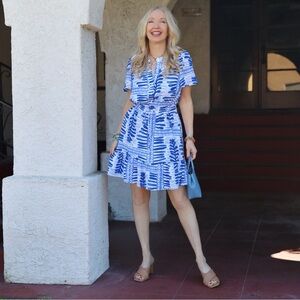 Loft Blue & White Dress - Size M